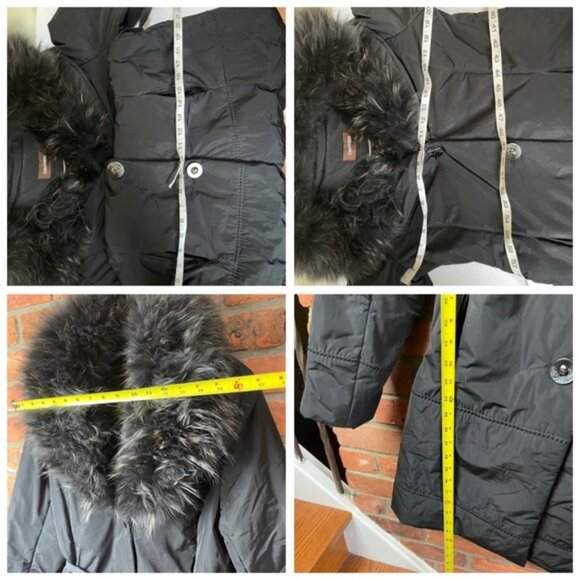 Danier Leather Puffer Nylon Coat Removable Fur Collar Zip Pockets Parka Jacket M - Picture 15 of 16